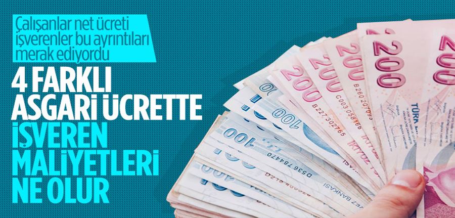 Dört farklı senaryodaki asgari ücrette işveren maliyetleri