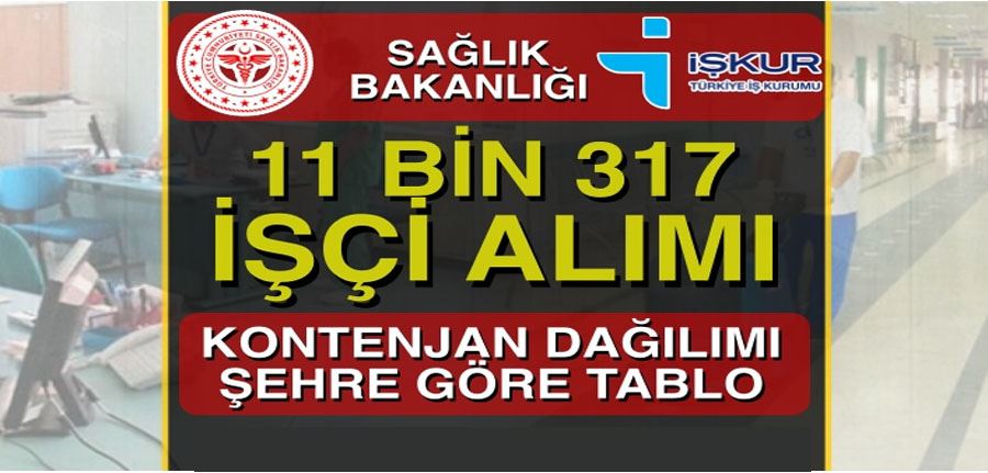 Sağlık Bakanlığı iŞKUR İle 11 Bin 317 İşçi Alımı Kontenjanları 2022 Şehre Göre Tablo