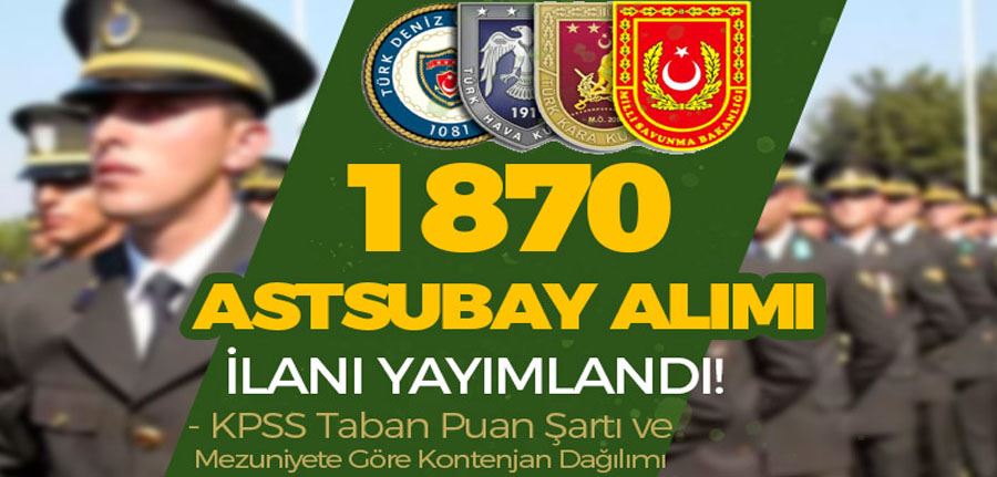 TSK 2022 Yılı 1870 Astsubay Alımı Ön Lisans ve Lisans Kontenjan Dağılımı