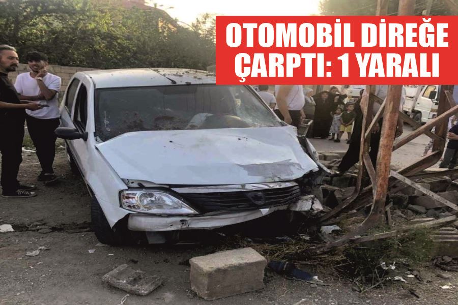 Otomobil direğe çarptı: 1 yaralı