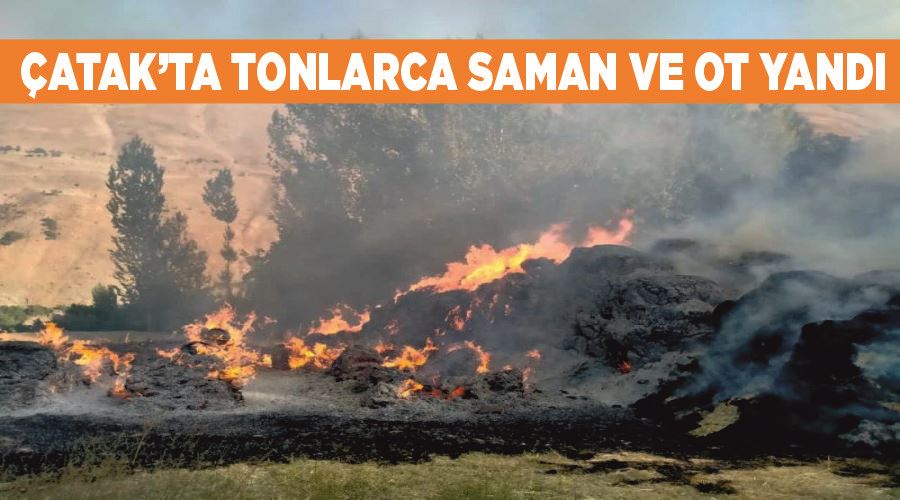 Çatak’ta tonlarca saman ve ot yandı