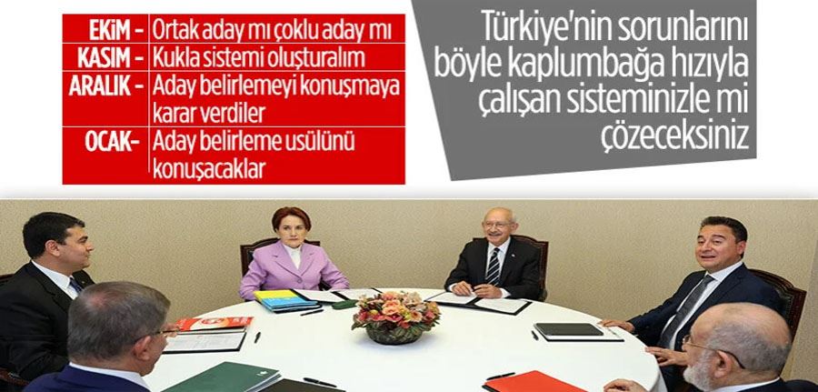 Altılı masanın yeni gündemi: Aday belirleme usulü görüşülecek