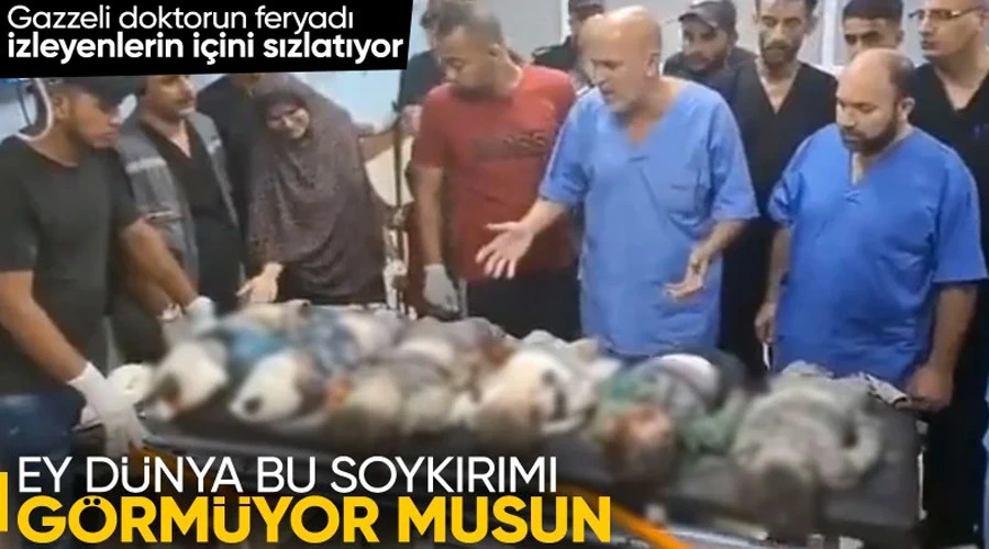 Filistinli doktor, katledilen çocukların başında dünyaya isyan etti
