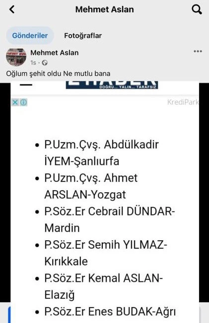 Şehit babasından duygulandıran paylaşım: 