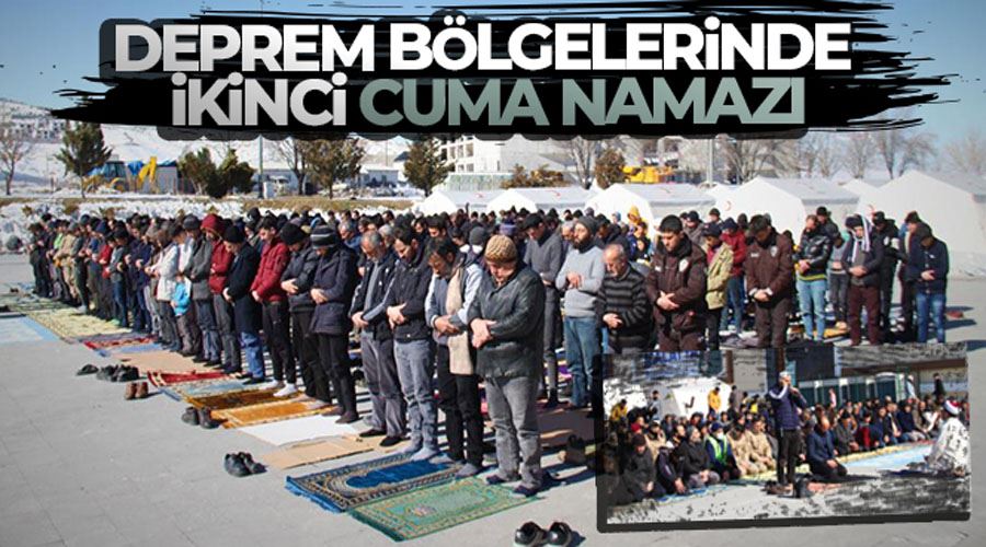 Bir yanda enkaz kaldırma çalışmaları, diğer yanda cuma namazı havadan görüntülendi