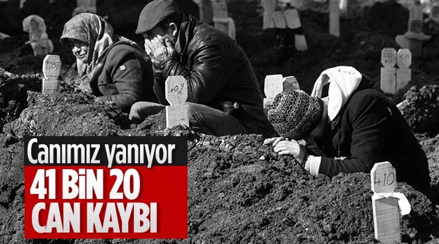 Kahramanmaraş merkezli depremde can kaybı sayısı  41 bin 20 oldu