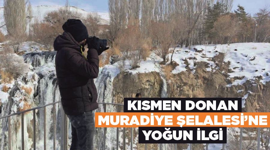 Kısmen donan Muradiye Şelalesi’ne yoğun ilgi