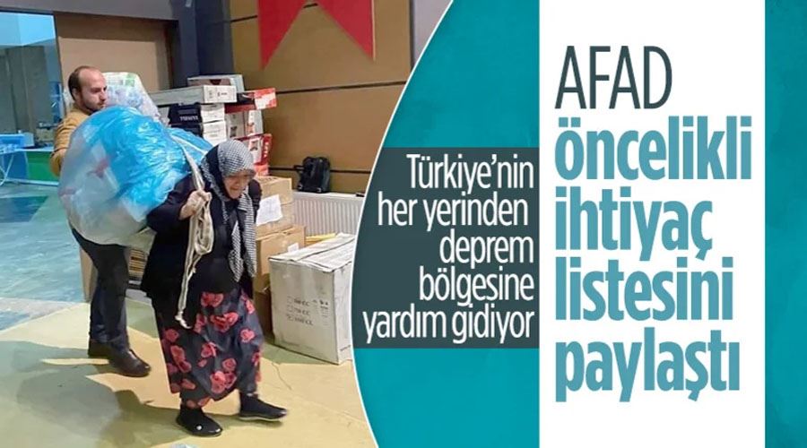 AFAD, deprem bölgeleri için öncelikli ihtiyaç malzemelerini açıkladı