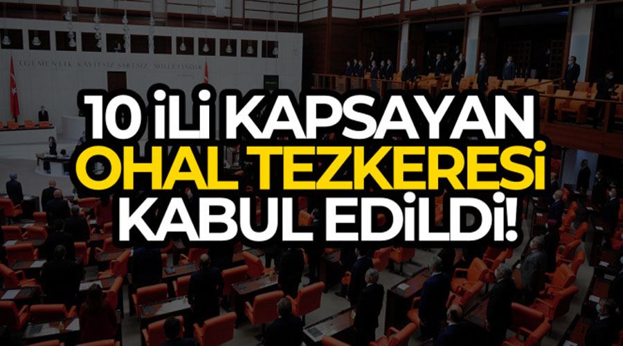 10 ili kapsayan OHAL Tezkeresi kabul edildi