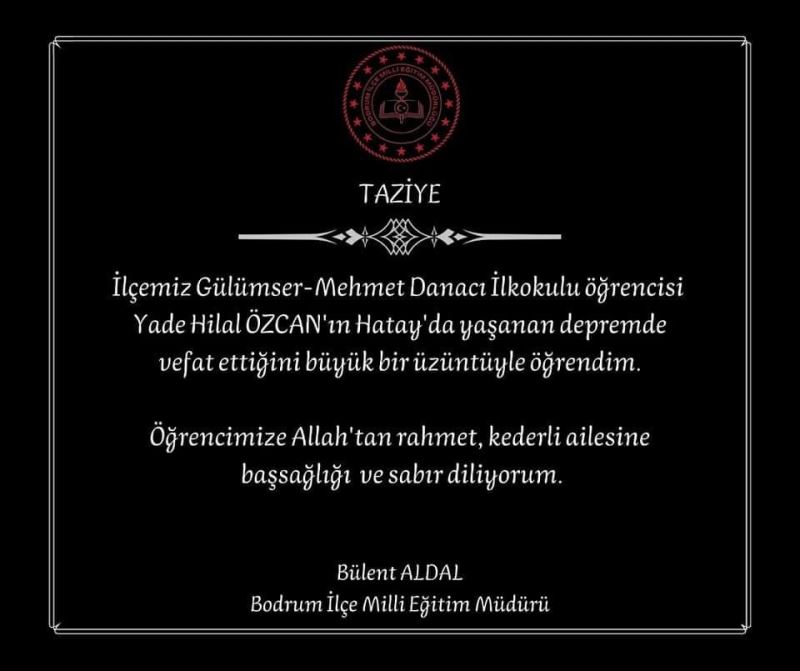 Ara tatilde Hatay’a giden Yade, depremde yaşamını yitirdi
