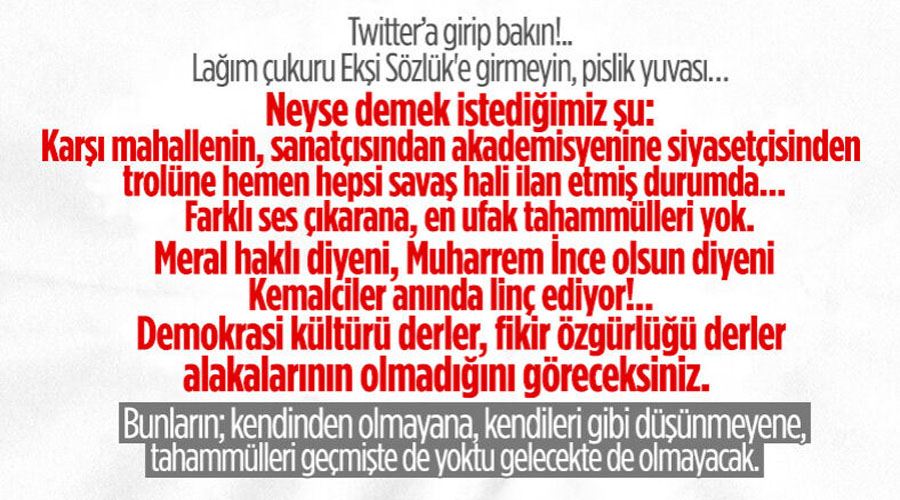 Karşı mahalle birbirini yiyor