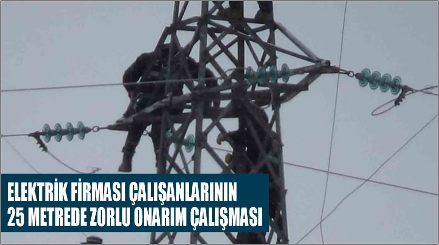 Elektrik firması çalışanlarının 25 metrede zorlu onarım çalışması