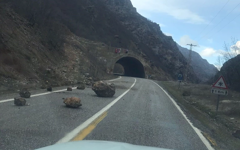 Dev taş parçaları yola düştü
