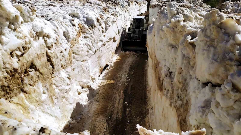 Yüksekova’da 5 metreyi bulan karda yol açma çalışması
