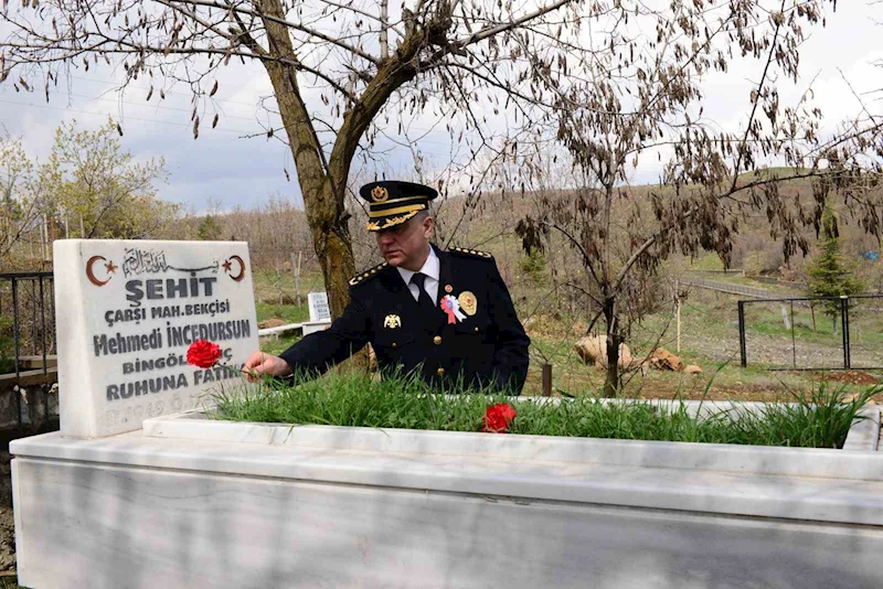 Bingöl’de emniyet mensupları, şehit kabirlerine karanfil bıraktı
