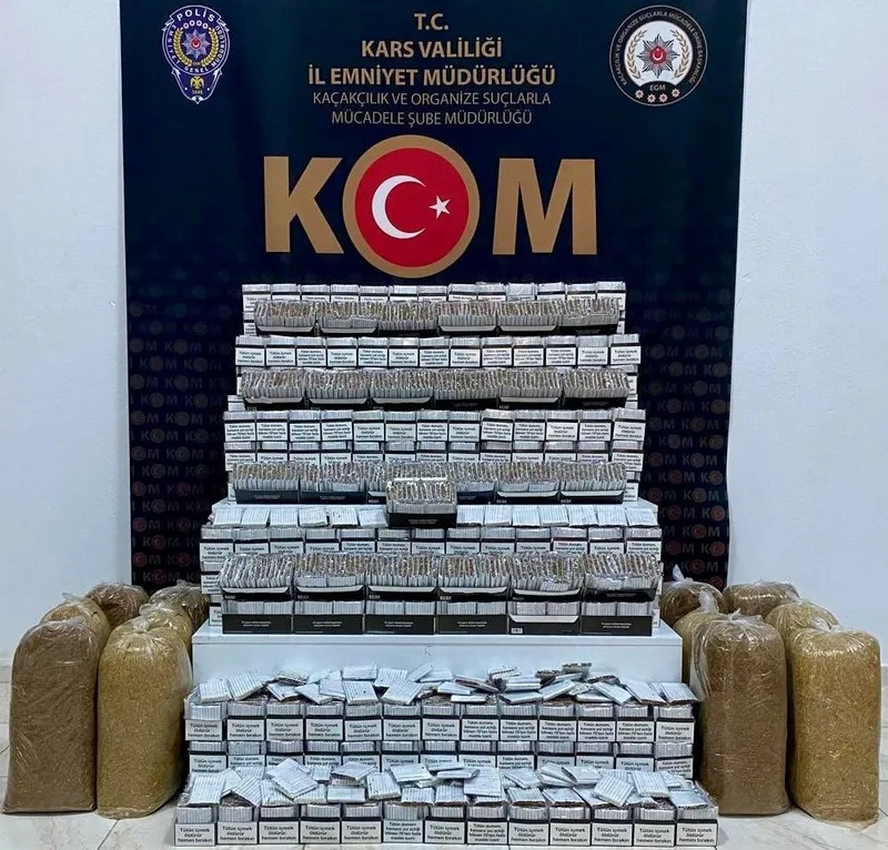 Kars’ta makaron ve tüten ele geçirildi
