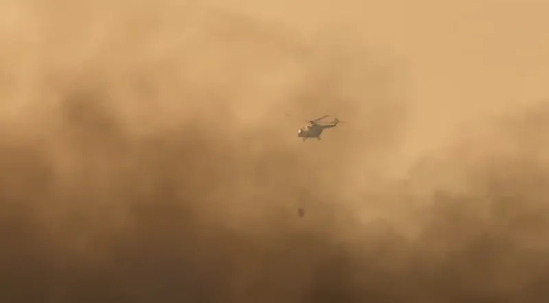 Yüksekova’nın kuş cennetindeki yangına havadan müdahale
