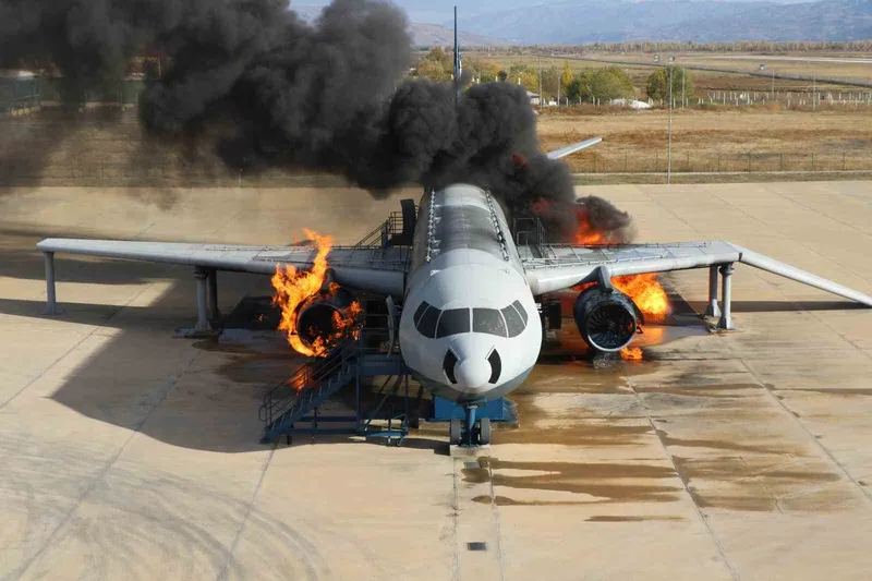 Erzincan Havalimanı’nda gerçekçi uçak yangın tatbikatı yapıldı

