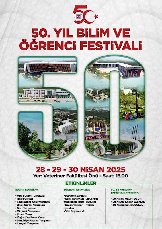 FÜ’de 50. yıl bilim ve öğrenci festivali başlıyor
