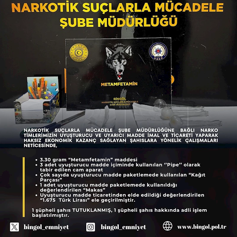 Bingöl’de uyuşturucu operasyonunda 1 tutuklama
