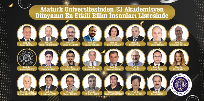Atatürk Üniversitesi’nden 23 akademisyen dünyanın en etkili bilim insanları listesinde
