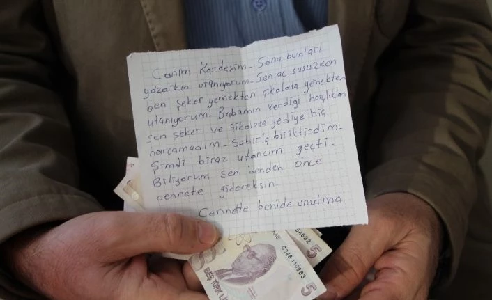 Biriktirdiği harçlığını, duygu yüklü bir mektupla bağışladı