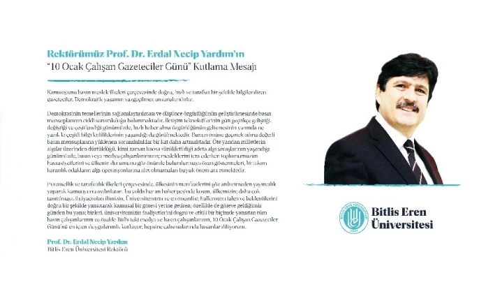 Rektör Yardım’dan ’10 Ocak Çalışan Gazeteciler Günü’ mesajı