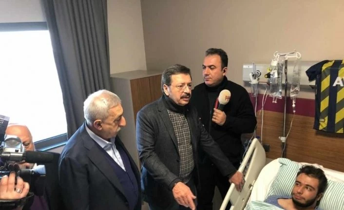 TOBB, TESK ve Hak-İş başkanlarından yaralı depremzedelere ziyaret