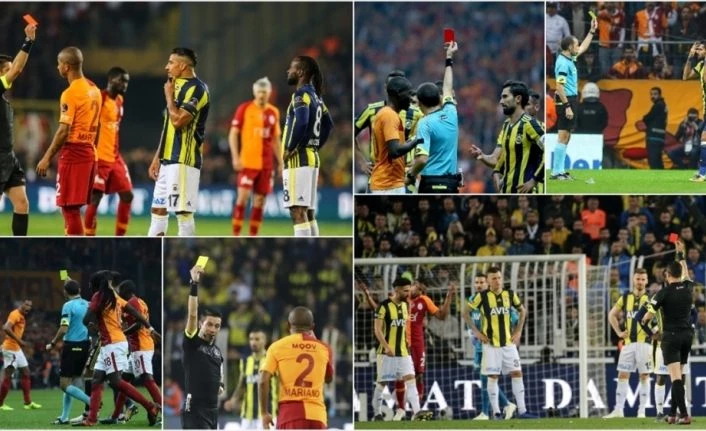 Derbide kartlar havada uçuşuyor
