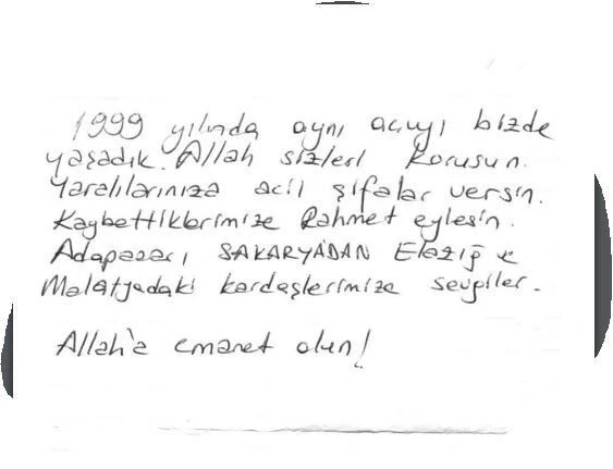 Sakaryalılardan depremzedelere duygu dolu mesajlar