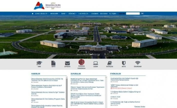 AİÇÜ’de Koronavirüs (COVID-19) İle İlgili Web Sayfası Oluşturuldu