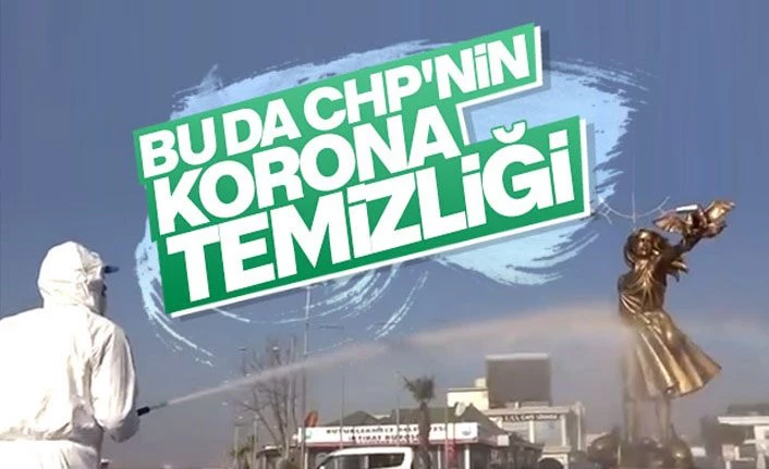 CHP'li Belediyeler Heykel koronavirüs temizliği