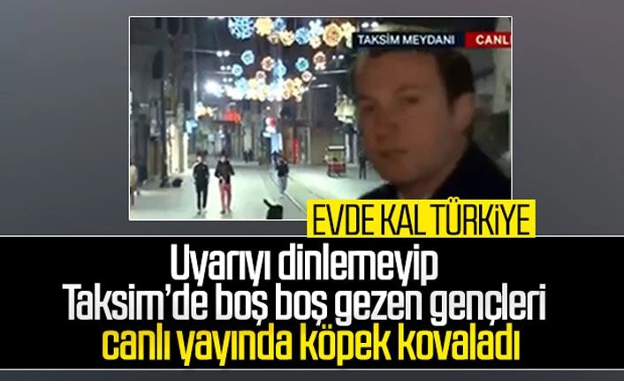 Evde Kal çağrılarına kulak asmayan gençleri canlı yayında köpek kovaladı