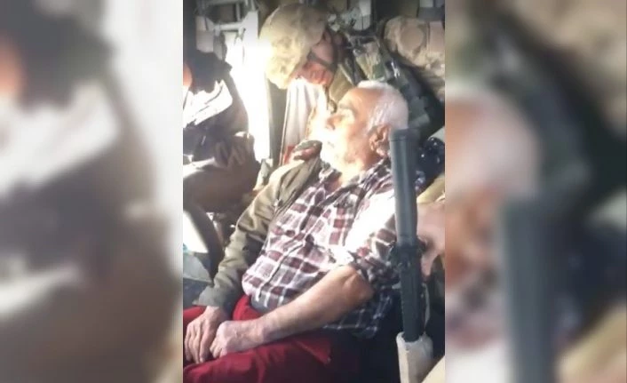 Kalp krizi geçiren dede, helikopterle hastaneye ulaştırıldı