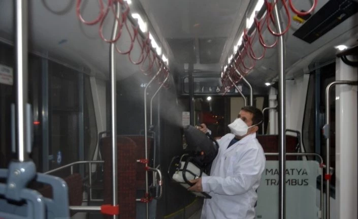 Malatya’daki otobüslerde dezenfekte çalışması