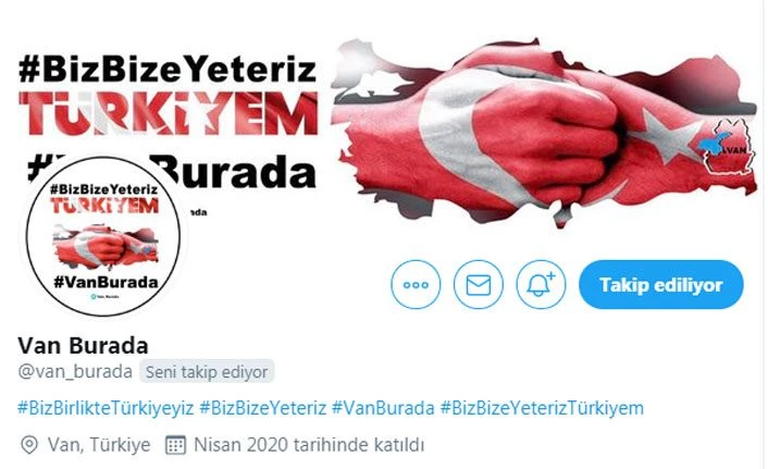 Milli Beraberlik ve Dayanışma için Twitter'da @van_burada sayfası oluşturuldu