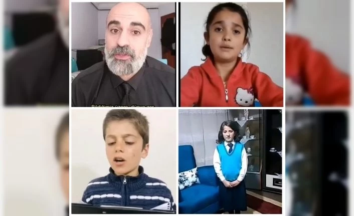 Van'da ortaokul öğrencilerinden İngilizce "Evde kal" çağrısı
