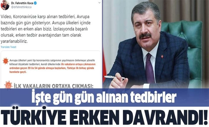 Sağlık Bakanı Koca: İzolasyonda başarılı olursak, erken tedbir avantajından tam olarak yararlanabiliriz