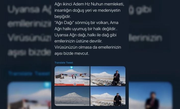 Savcı Sayan’dan Kültür ve Turizm Bakanına çağrı: “Ağrı dağına Nuh’un gemisini inşa edelim”