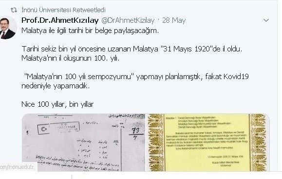 Malatya’nın il oluşunun 100. Yılı kutlamalarına korona engeli