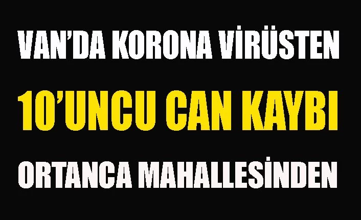 Van'da korona virüsten 10'uncu can kaybı Ortanca Mahallesinden