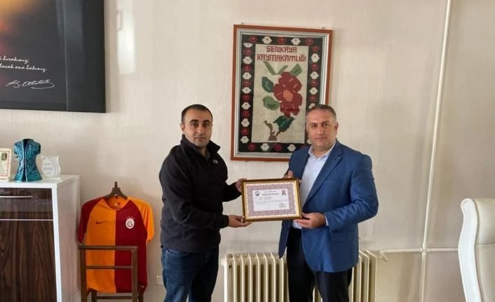 Şenkaya Belediyesine teşekkür belgesi
