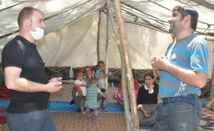 Başkan Aydoğdu’dan çadırda yaşayan aileye ziyaret