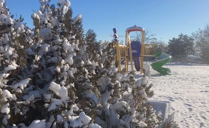 Kısıtlamayla sessizliğe bürünen Elazığ güne karla uyandı