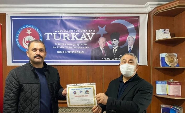 Ünsal’dan TÜRKAV İl Başkanına teşekkür belgesi
