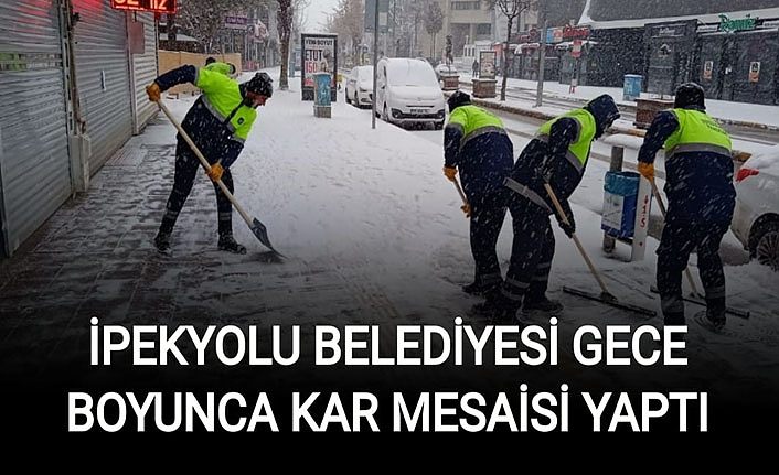 İpekyolu Belediyesi gece boyunca kar mesaisi yaptı