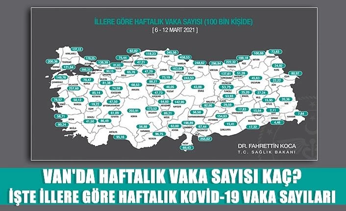 Van'da haftalık vaka sayısı kaç? İşte illere göre haftalık Kovid-19 vaka sayıları