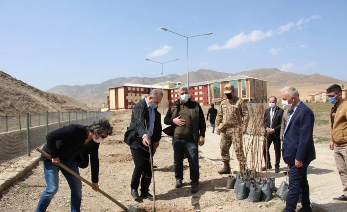 Akademisyenler fidan alıp okul bahçesine diktiler