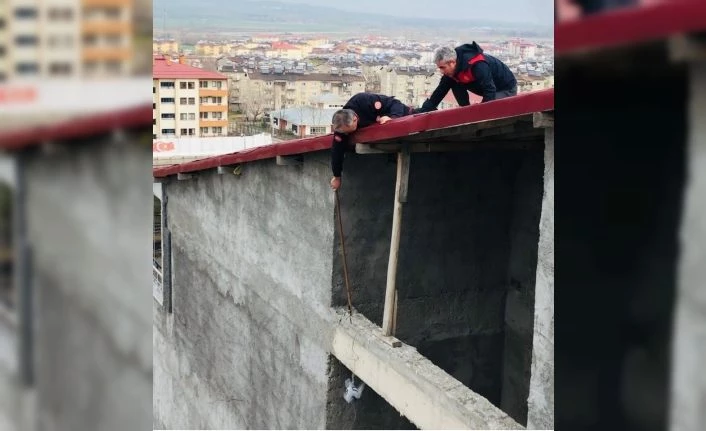 Bingöl’de ipe takılan güvercin kurtarıldı