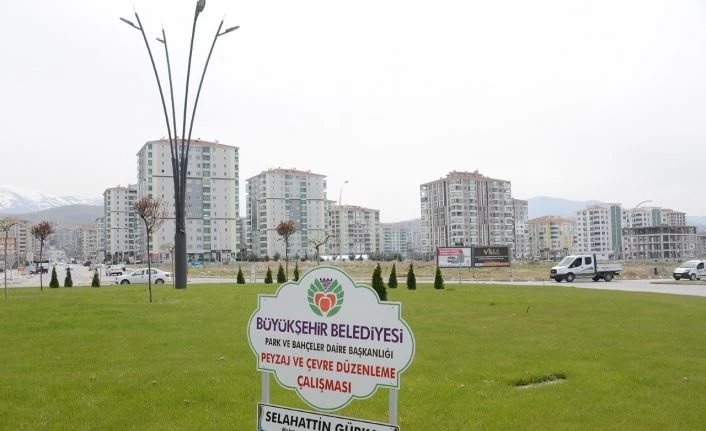 Çiftlik caddesi yeşillendirildi